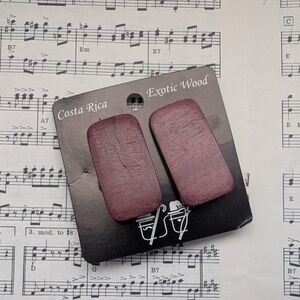 Exotic Wood Clip On Earrings in Rich Burgundy